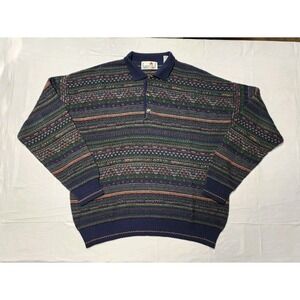Vintage Florence Tricot Polo Sweater Mens XLT Multicolor Made In Italy 90s Coogi